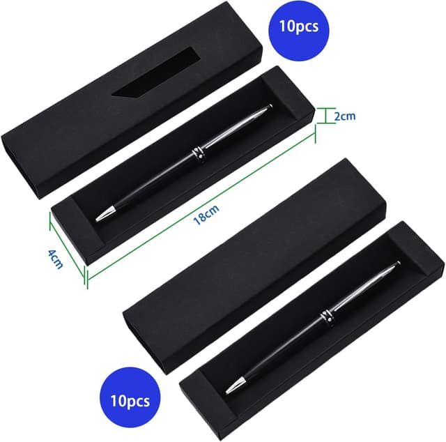 Detalle de 10 Stifte Verpackung Box (18×4×2 cm) – schwarze Geschenkbox für Kugelschreiber, Schmuck & Souvenirs, ohne Fenster (ohne Stift)
