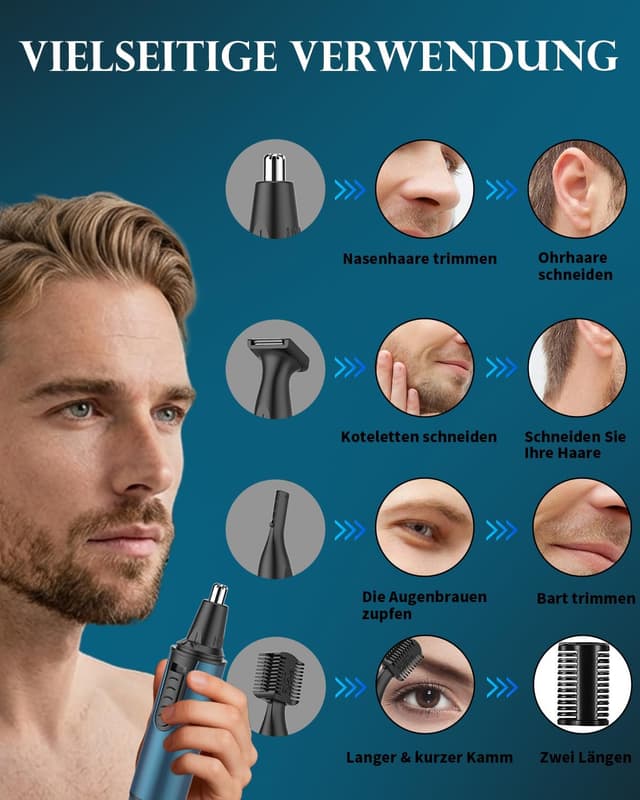 Detalle 2 de USB wiederaufladbarer Nasenhaartrimmer 60 min ⌦