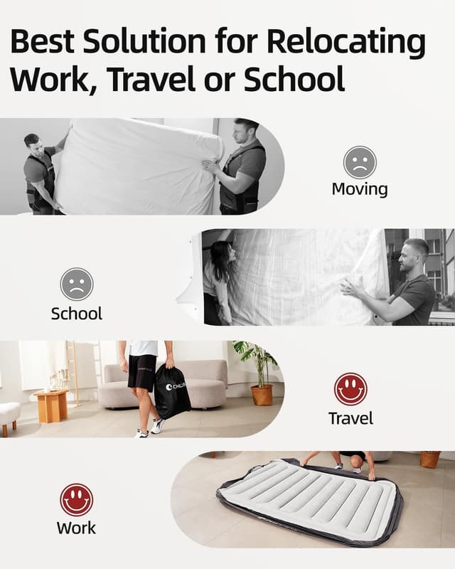 Detalle 2 de CHILLSUN Luxury Inflatable Mattress (Double/King) with Built-in Electric Pump, King Size 203 x 152 x 46 cm