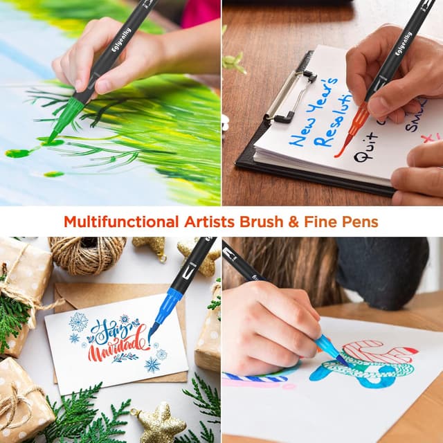 Detalle de Eglyenlky 36-Colour Dual-Tip Markers for Adult & Kids’ Colouring (Brush and Fine Tip)