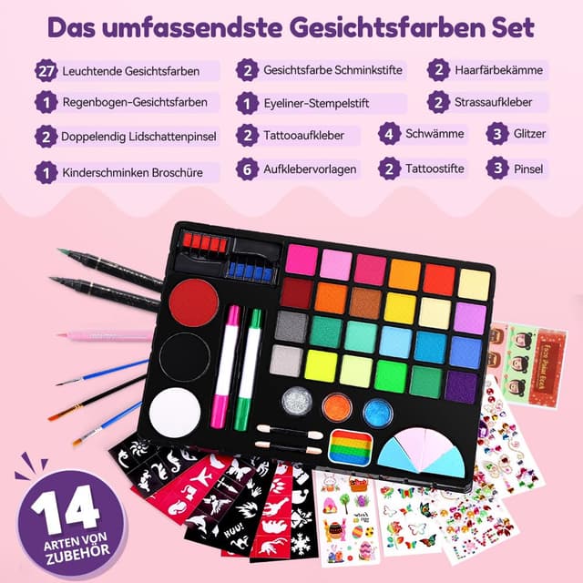 Detalle de Janolia Kinderschminke Set mit 27 Farben