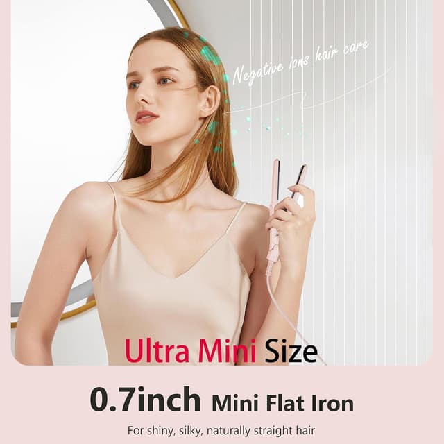 Detalle 2 de ANGENIL Pro Purple Ceramic Ultra Mini Hair Straightener (Dual Voltage, 1.8 cm plates, 2-in-1 straightener & curler)