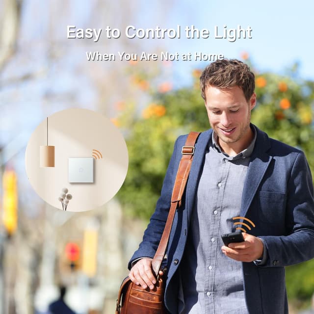 Detalle 2 de BSEED Smart Light Switch (WiFi touch, glass panel) — no neutral wire, 1-gang 1-way, 2-pack