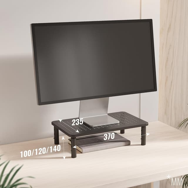 Detalle de RICOO Rehausseur d’écran FS081-B : support PC avec hauteur réglable et ventilation