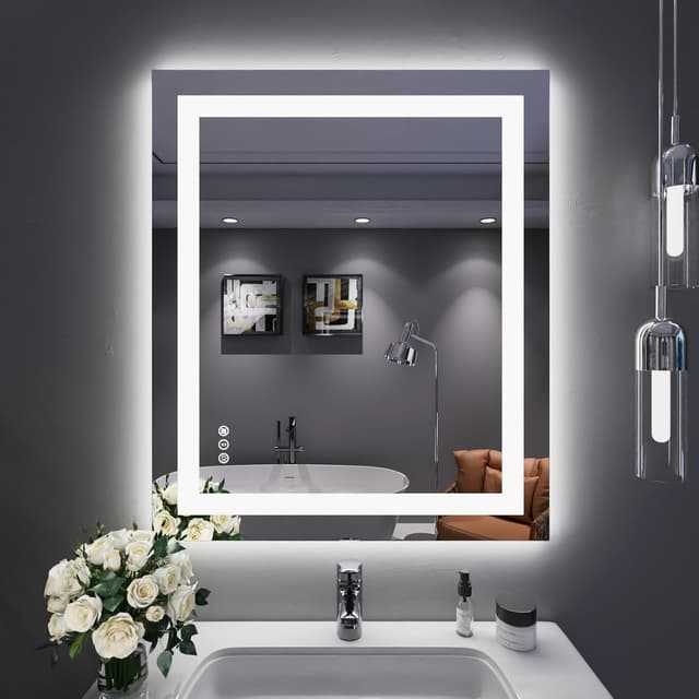 Detalle de LOAAO 30x36 LED Bathroom Mirror with Lights, Anti-Fog, Dimmable & Memory Function
