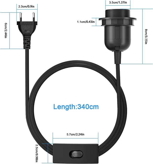 Thumbnail 2 de KEAGAR 3x E27 Lampenfassung mit Schalter und 3,5m Kabel