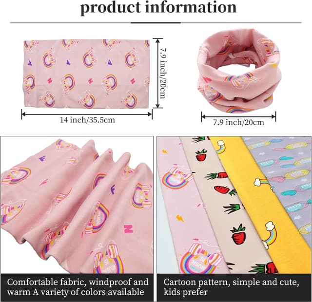 Detalle 2 de YMIFEEY 4er-Set Kinder-Schals Schlauchschal aus Baumwolle (Baby Jungen & Mädchen) – Winddicht & vielseitig