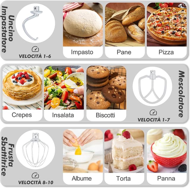 Thumbnail 5 de Kitchen in the box Impastatrice Planetaria 2 Ciotole 3,5L