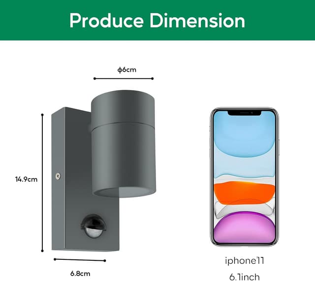 Detalle 2 de Kerry motion sensor wall lights IP44