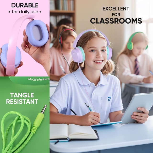 Detalle de A+ Scholars Kids Headphones 5 Pack, 3.5mm