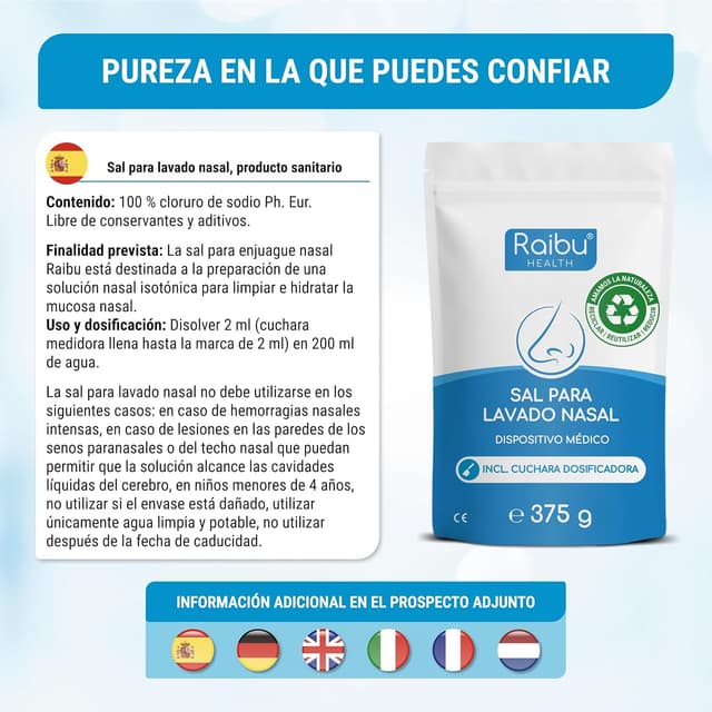 Thumbnail 5 de Raibu Sal para Lavado Nasal 150 porciones