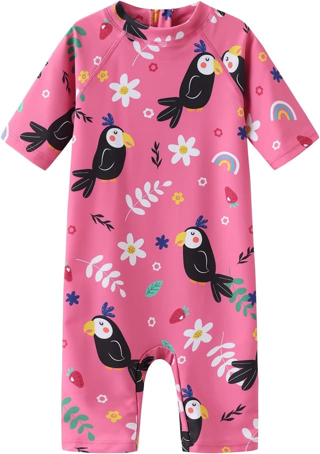 Detalle de Aisyee UV Kleidung Baby Badeanzug Kurzarm – einteiliger Schwimmanzug mit Rashguard-Charakter für 6 Monate bis 5 Jahre