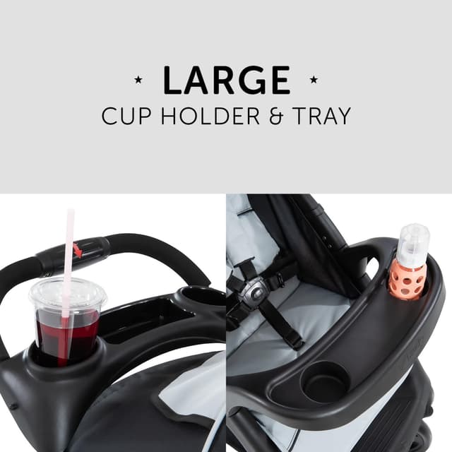 Detalle de Hauck Shopper Neo II Caviar/Silver Lightweight Pushchair with Snack Tray, Cup Holder & Raincover
