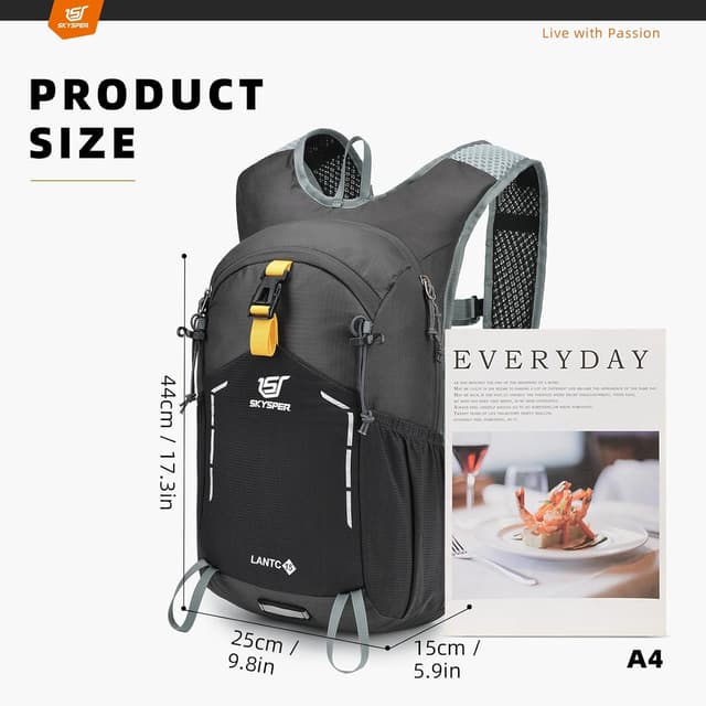 Detalle de SKYSPER Zaino da trekking 15L: zaino piccolo per escursioni, campeggio e viaggio all’aperto