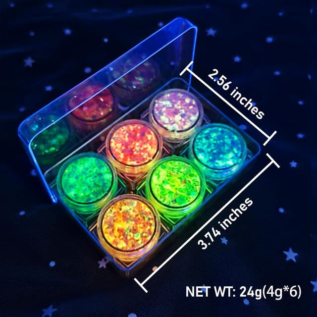 Detalle de Festival Glitzer Gesicht mit 6 Farben (fluoreszierender Chunky Sequin Face & Body Glitter) für Party, Halloween & Karneval