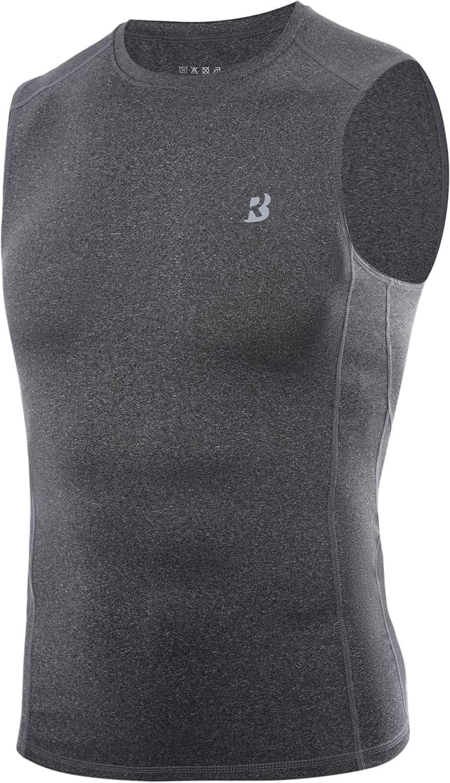 Detalle de Roadbox Men’s Compression Vest Sleeveless Gym Top – Quick Dry Muscle Fit Running Vest for Training