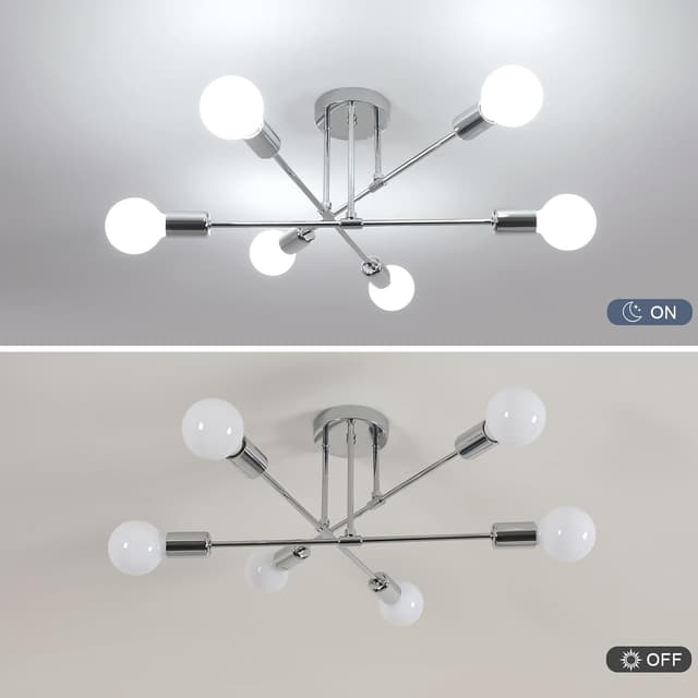 Thumbnail 7 de Comely Lamparas Sputnik Vintage, Cromo, 6 Luces, Ángulo Ajustable 😊