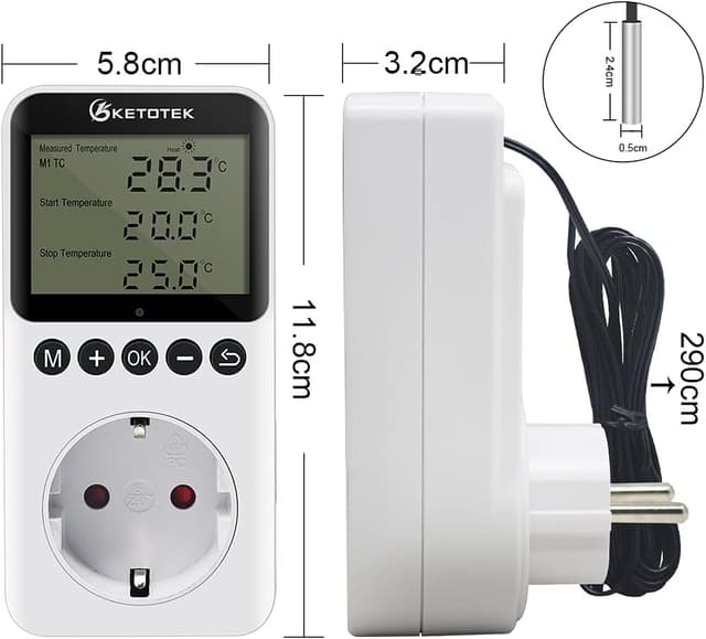 Thumbnail 5 de KETOTEK Giorno Notte Presa termostato digitale 220V per terrario 🌡