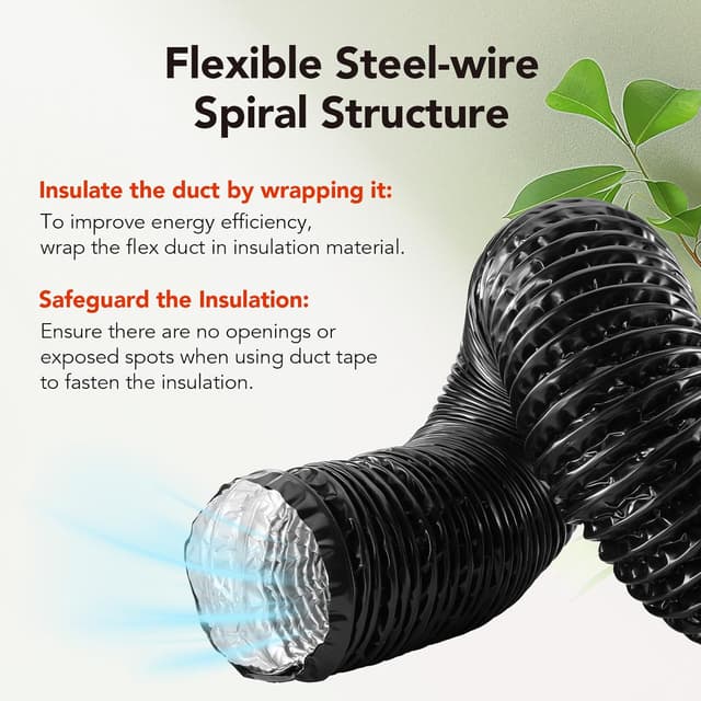 Thumbnail 2 de Dryer Vent Hose 4" Insulated Flexible Duct 16ft 🛠