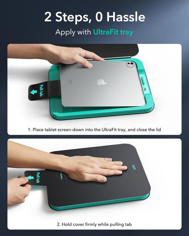 Detalle 2 de ESR 2-Pack Armorite Tempered Glass Screen Protectors for iPad Pro 11" (M5 2025 / M4 2024) with UltraFit Tray