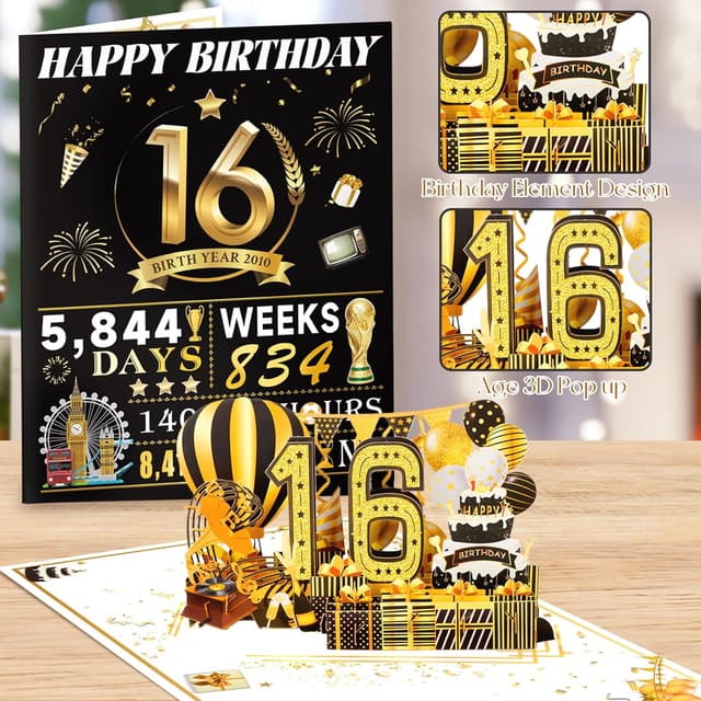 Detalle 2 de 16th Birthday Card Pop Up 16th