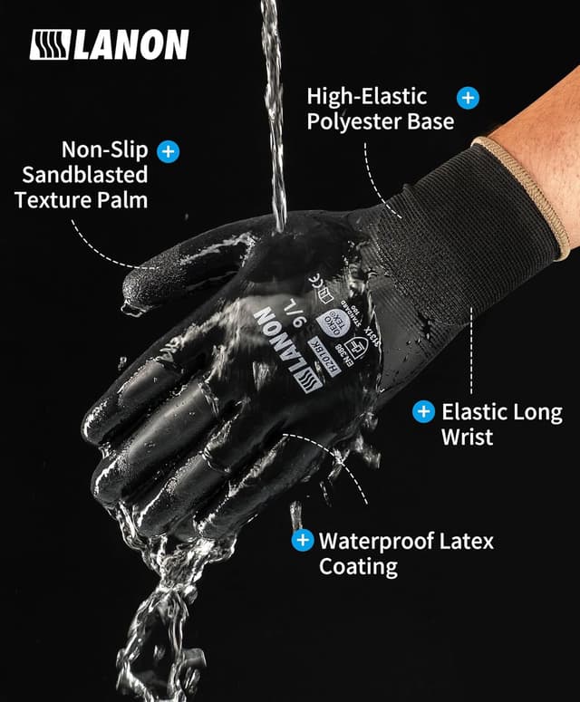 Detalle 2 de LANON Wasserdichte Arbeitshandschuhe M/8