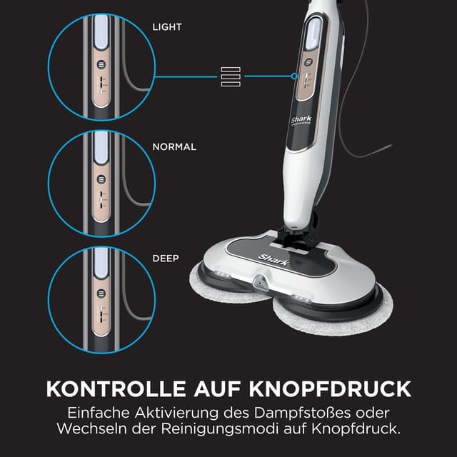 Detalle 2 de Shark S8201EU Dampfreiniger mit Steam Blaster, 3 Dampfstufen & 2 rotierenden Power Pads