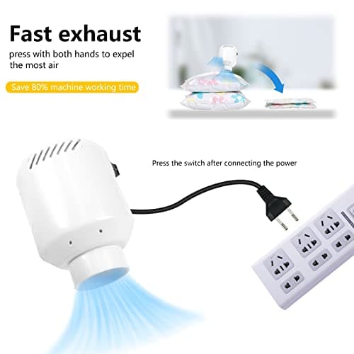 Thumbnail 1 de CKCLR Bomba de aire eléctrica, Bomba de vacío potente de 220V 55W para bolsa de compresión de vacío, Mini sellador al vacio, Herramienta de extracción de aire 460L/Min (1 Unit)