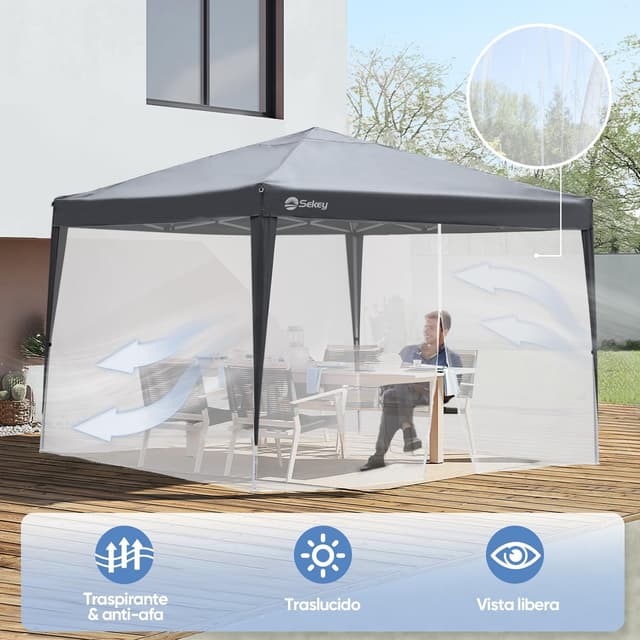 Detalle de Sekey zanzariera per gazebo 3x3 m con cerniera e cinturini