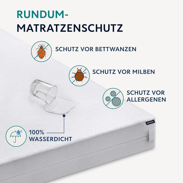 Detalle 2 de Dreamzie Matratzenbezug 90 x 200 für Allergiker