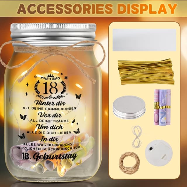 Thumbnail 4 de Johiux LED Flaschenlicht 18 Geburtstag Geschenk 12,8x8