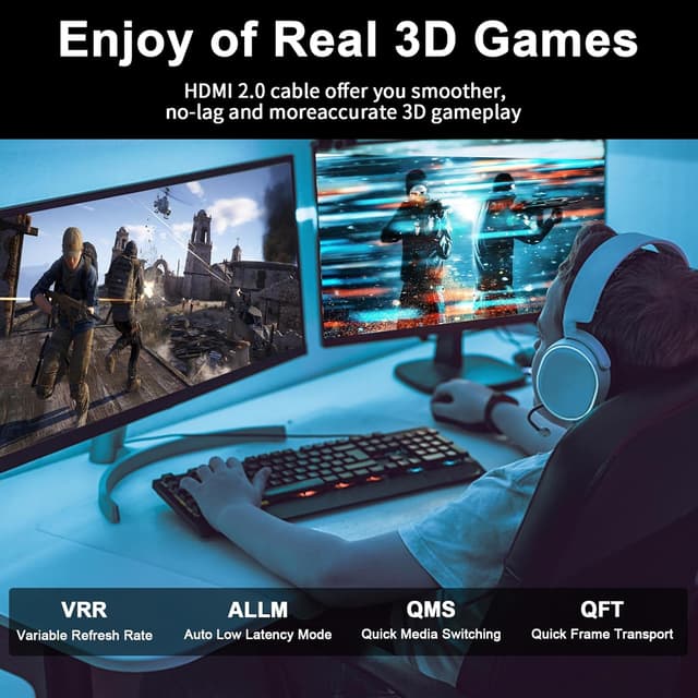 Detalle 2 de Jojobnj 4K HDMI Cable 25m (HDMI 2.0, High Speed 2.0) in Red for Xbox, PS5/PS4, TV & Laptops