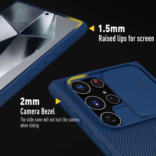 Detalle de XTCASE Coque pour Samsung Galaxy S25 Ultra 5G avec protection caméra coulissante – Bleu