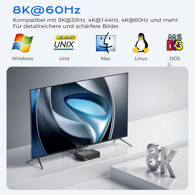 Thumbnail 6 de HDMI KVM-Switch für 2 PCs, 2 Monitore, 8K@60 Hz & 4K@120Hz – mit 4 USB-Ports (USB 3.0, Fernbedienung)