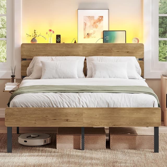 Imagen de VASAGLE Cadre de lit 140 x 190 avec sommier métal RMB103K01 en OfertitasTOP