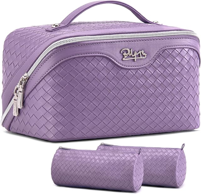 Detalle de BOYATU L01 Purple travel makeup bag 3-piece set