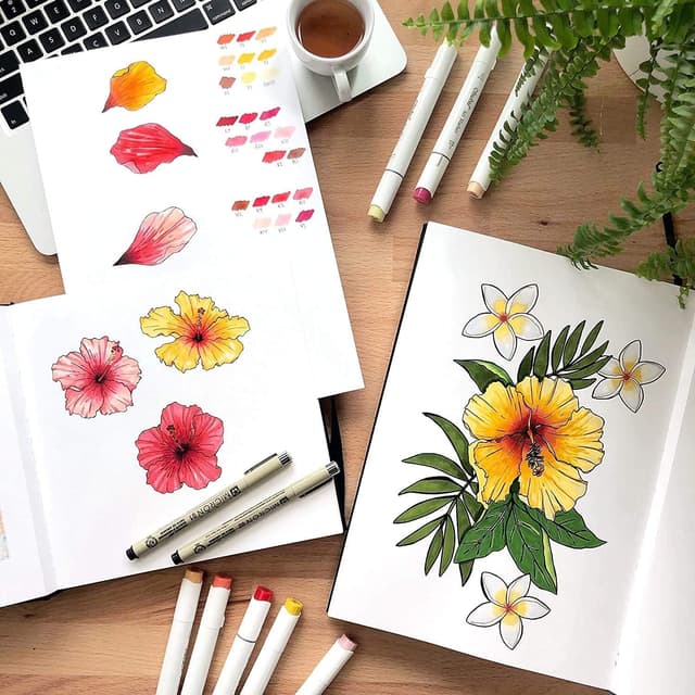 Thumbnail 6 de Ohuhu A4 Alkoholmarker Skizzenbuch (21 x 29,7 cm) – 156 Seiten, 200 g/m² säurefreies Papier, Hardcover mit PU-Einband