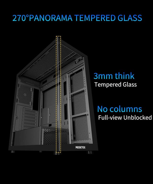 Thumbnail 1 de MUSETEX K2 Boîtier PC ATX pré-installé 7 ventilateurs ARGB