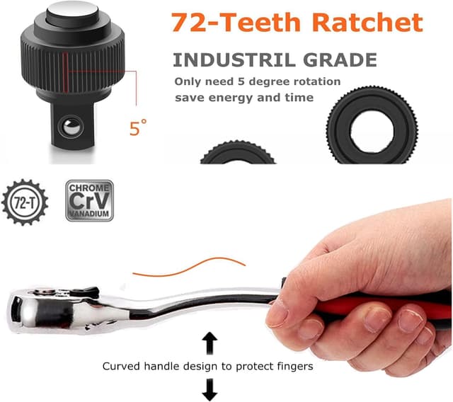 Thumbnail 1 de 53-Piece 1/4" Socket Set for Car and Bike