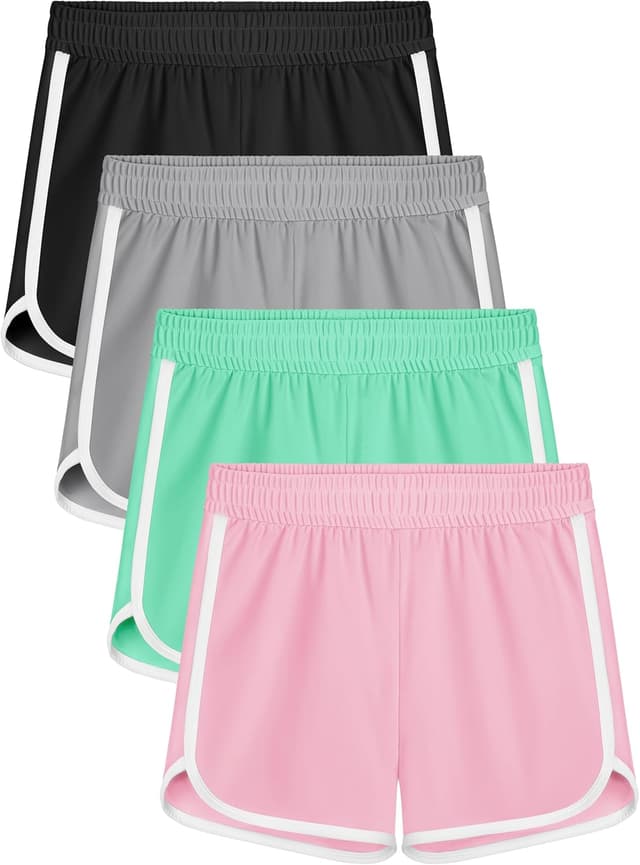 Detalle de Girls soccer shorts 4-pack, 82% polyamide