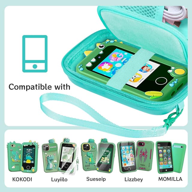 Detalle de Leayjeen Kids Smart Phone Bag (EVA) with Strap and Handle – Green (Bag Only)