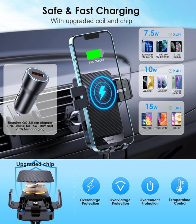 Detalle 2 de MOKPR 15W Handyhalterung Auto mit 15 W Schnellladung