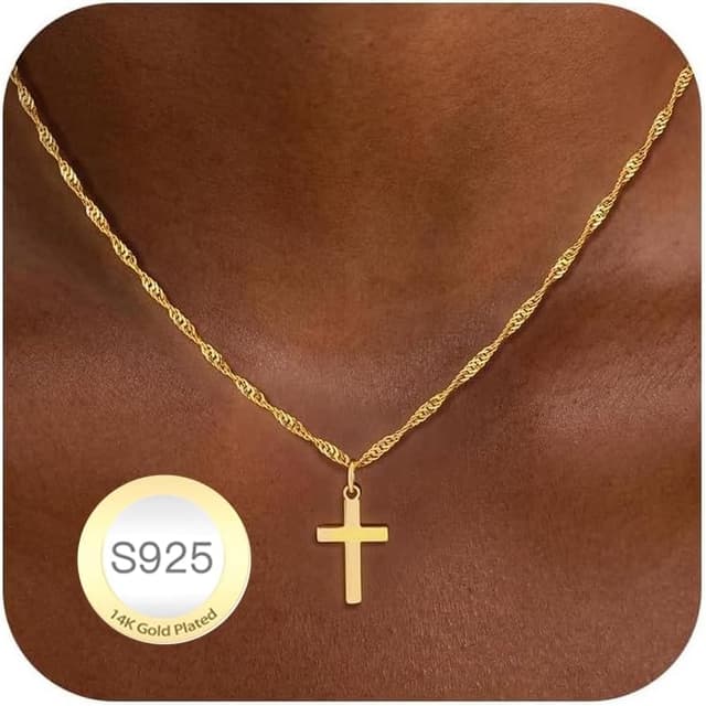 Detalle de Collier croix femme en argent Avotto, chaîne réglable pour un port quotidien