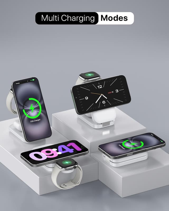 Thumbnail 6 de 3-in-1 Foldable Magnetic Wireless Charging Station for Apple (15W MagSafe) — for iPhone, Apple Watch & AirPods