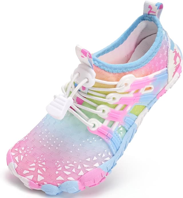 Detalle de WateLves Kinder Barfußschuhe als Wasserschuhe – rutschfeste Aquaschuhe mit Schnellverschluss