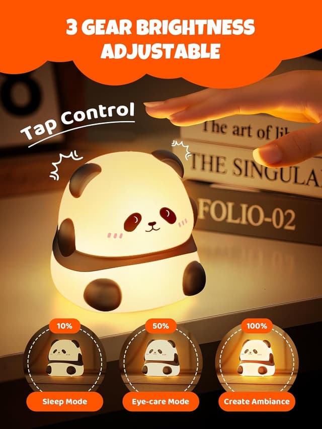 Detalle de Smiling Shark Mignon LED Veilleuse enfant Panda tactile rechargeable 3 niveaux + RGB