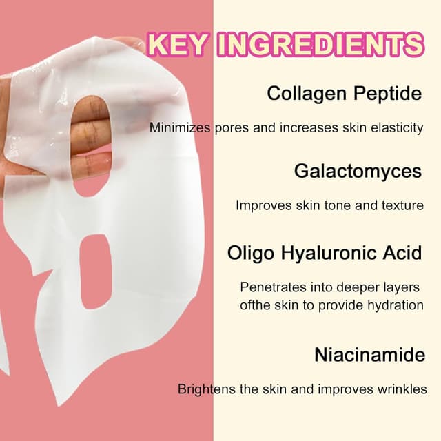 Detalle de Bio-Kollagen-Maske (5 Stück) – Tiefenfeuchtigkeitsmaske für die Nacht mit Anti-Aging-Fokus