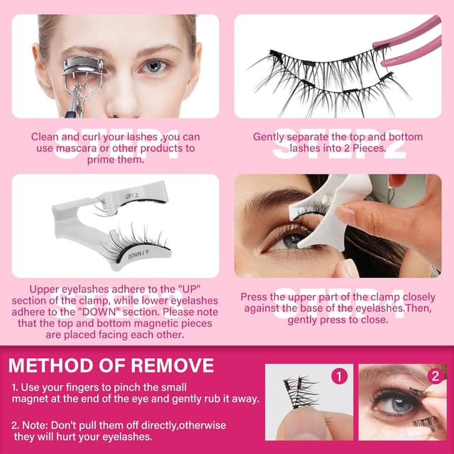 Detalle 2 de PRO LASHBEAUTY Magnetische Wimpern „Magnet Lashes“ mit 4 Magnetpunkten, 2 Paar (Merry + Pure)