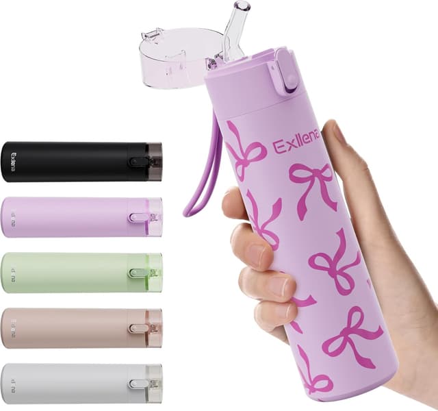 Imagen de Exllena Small Water Bottle 270ml with Straw – leak-proof, one-hand opening travel flask en OfertitasTOP