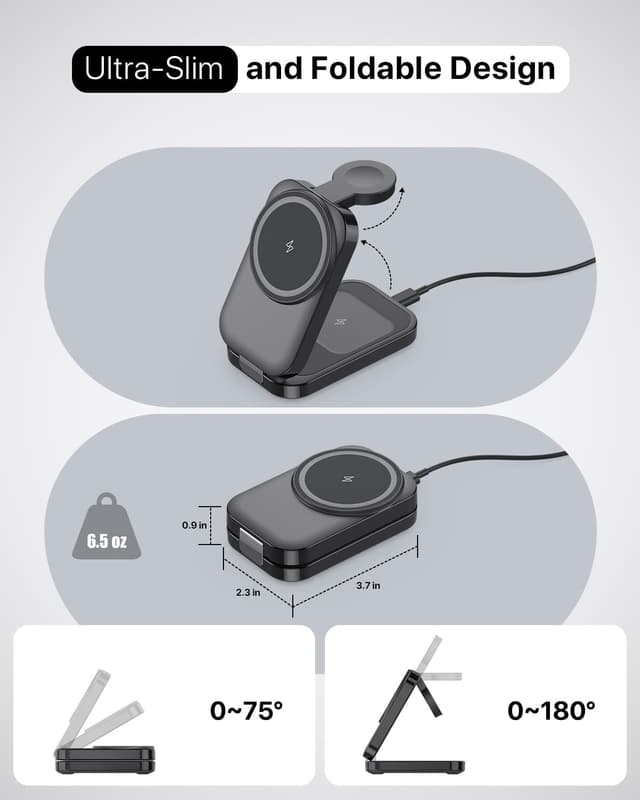Detalle 2 de 3-in-1 Foldable MagSafe Charger 15W for iPhone